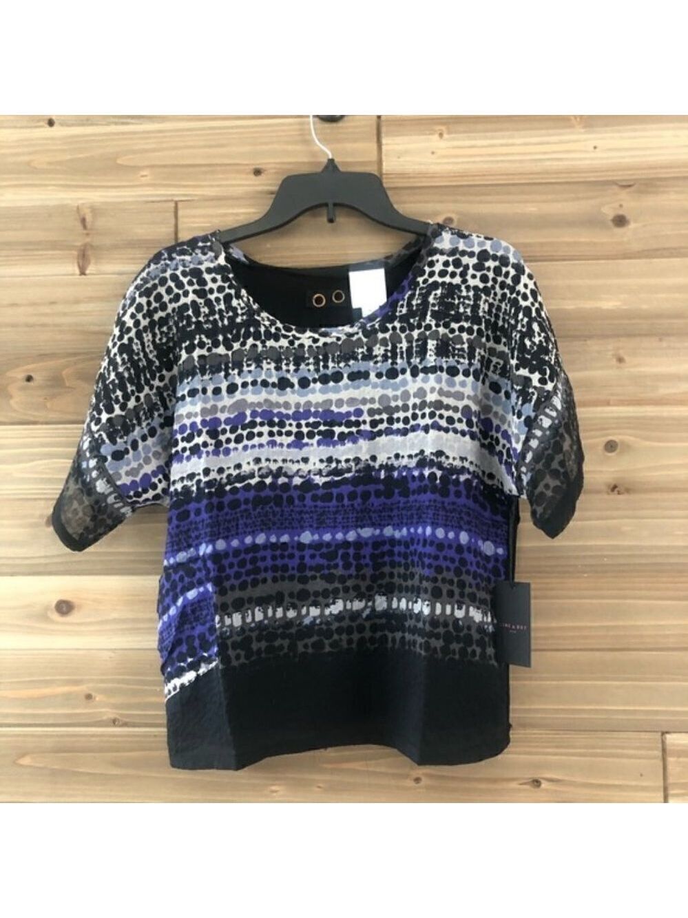 LINE & Dot Sheer Short Sleeve Top Size Medium
